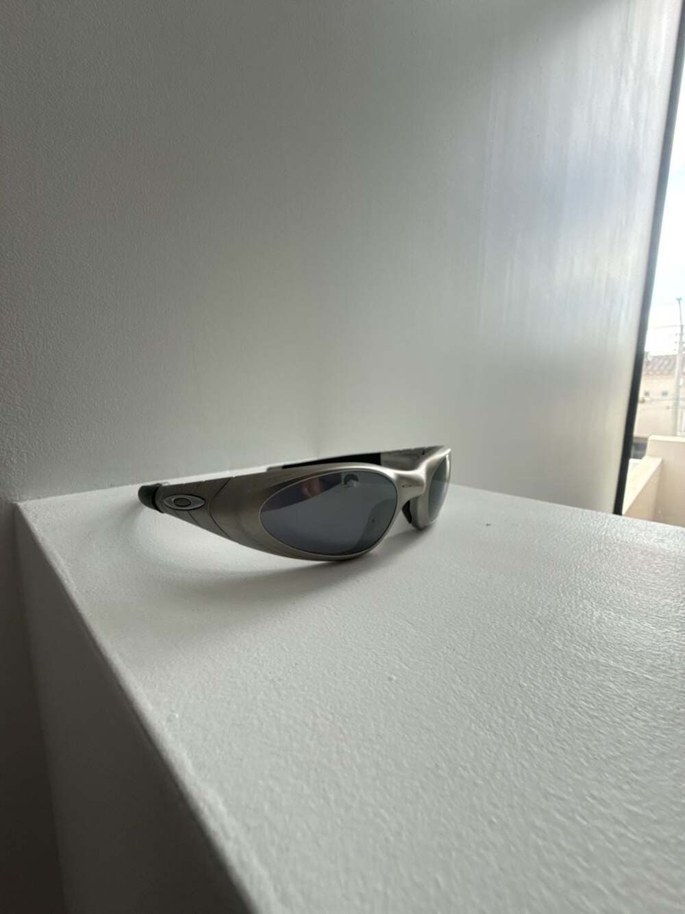 Vintage Oakley Eye Jacket 2.0 FMJ Silver Metallic Sports Sunglasses